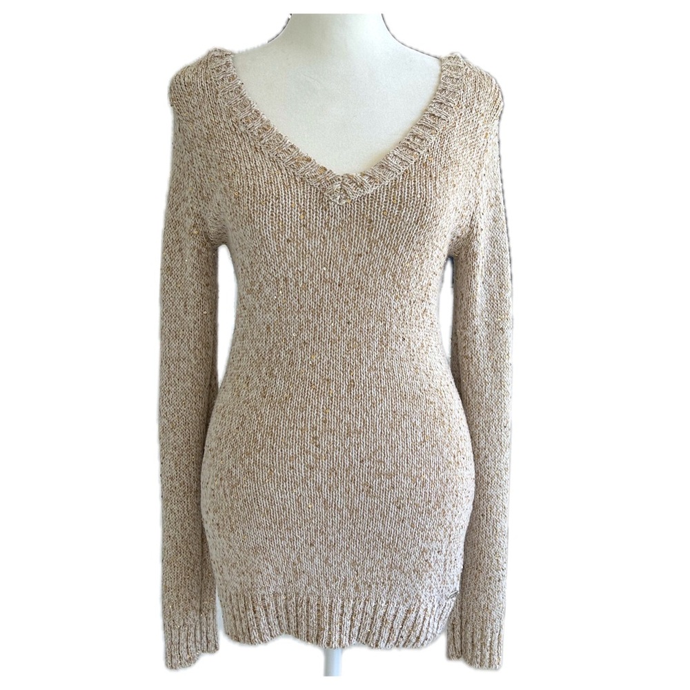 Guess Knit Gold Sequined Sweater